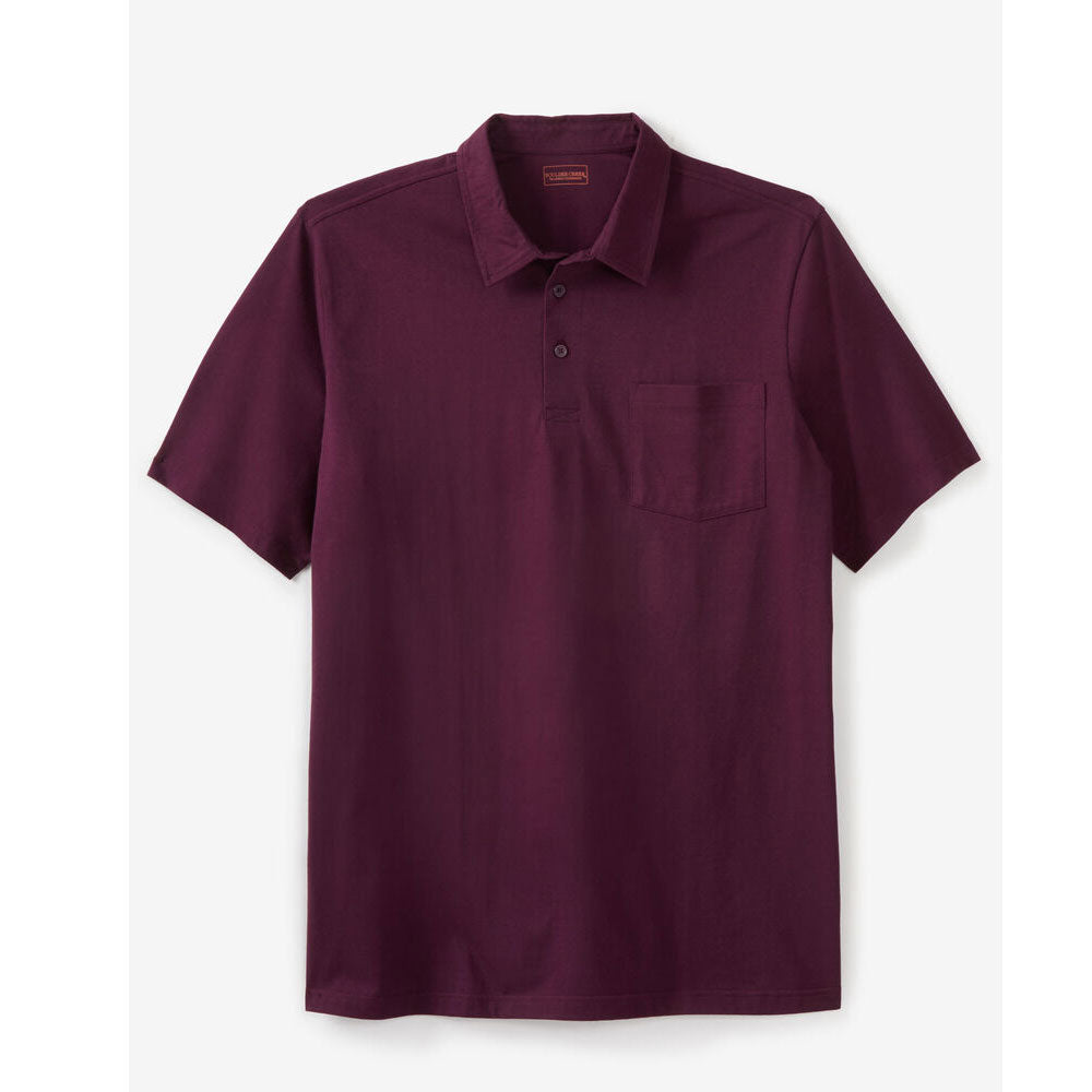 Deep purple heavyweight jersey polo shirt with chest pocket and horn buttons for Big & Tall men