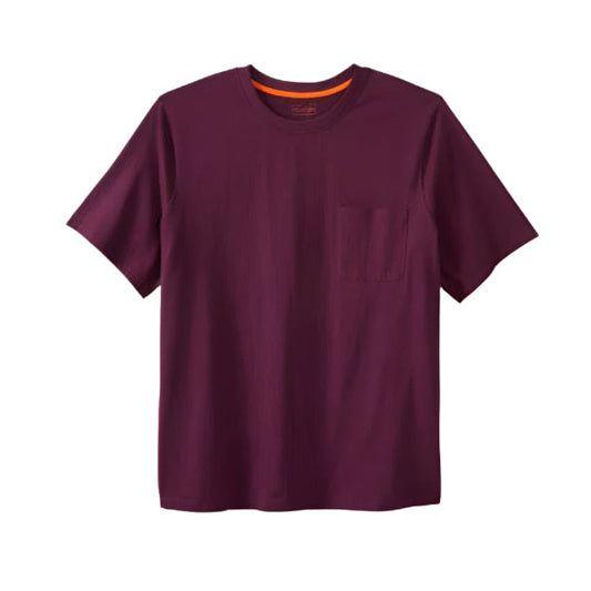 Deep Purple Big & Tall Crewneck T-Shirt with Chest Pocket for Men