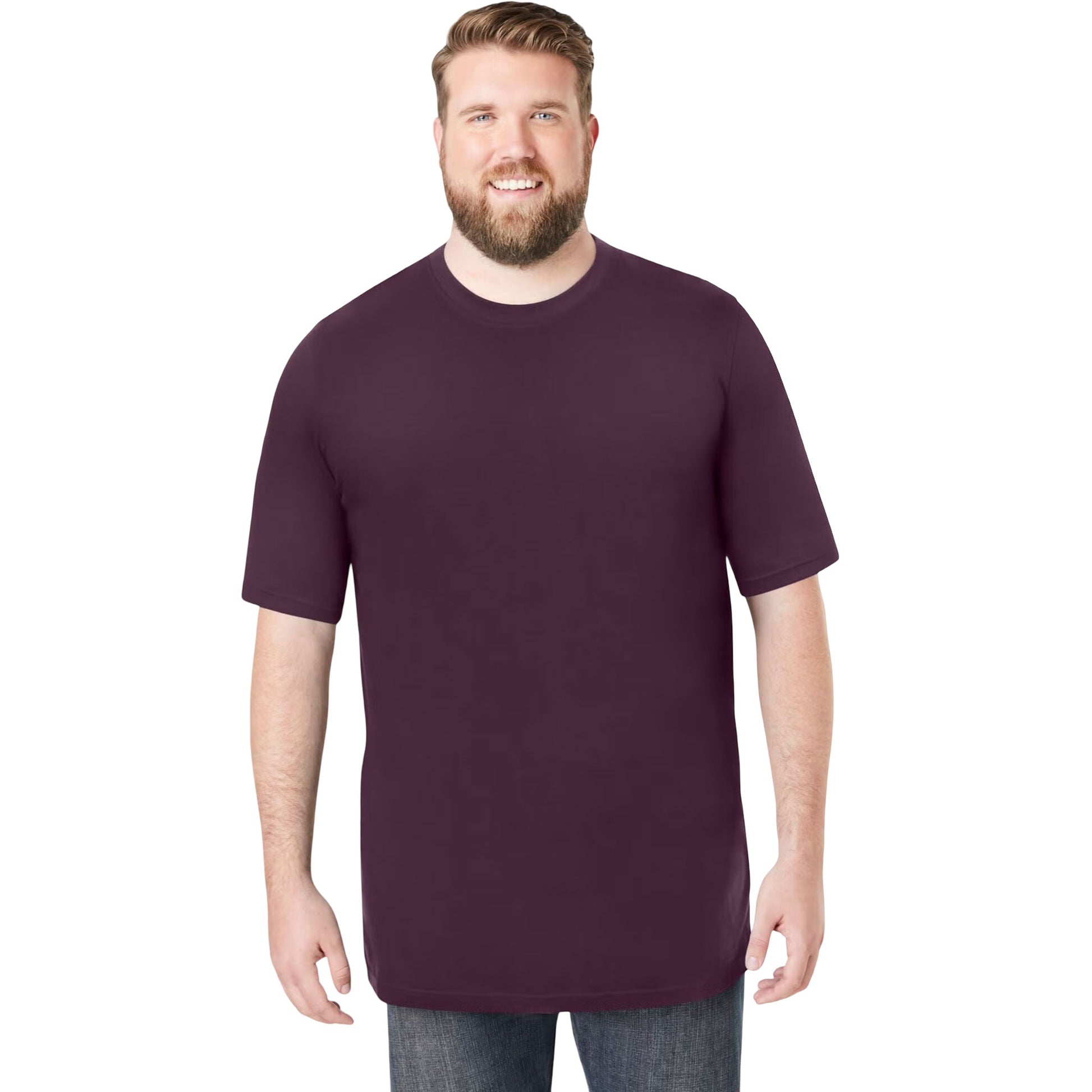 Deep Purple Big & Tall Crewneck Cotton T-Shirt for Plus-Size Men