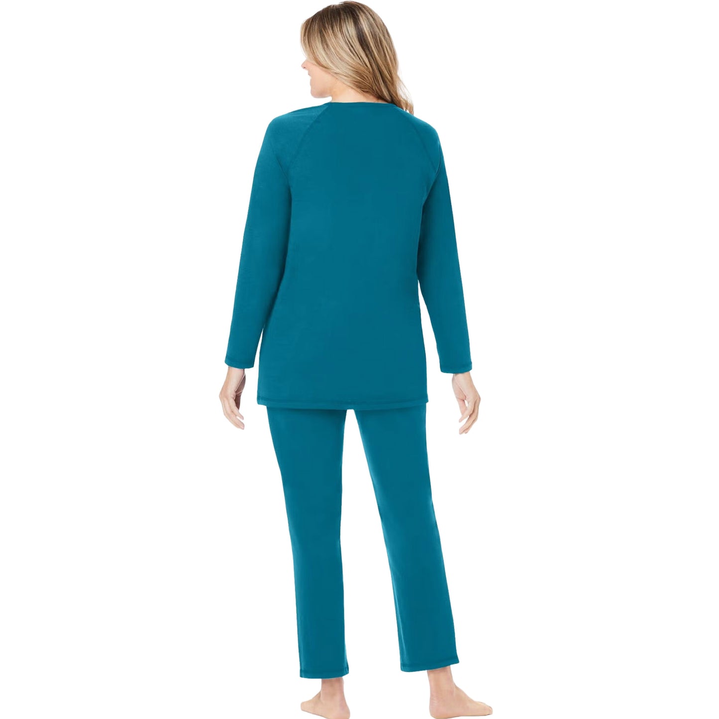 Deep Teal 2-Piece Lounge Set featuring a long-sleeve top and matching pants, designed for comfort and relaxation.