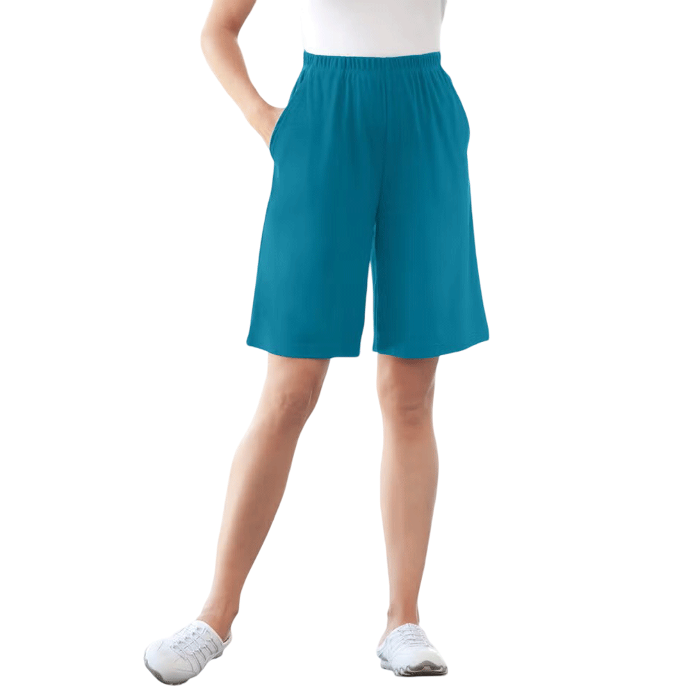 Deep Teal Plus Size Women Knit Short PSW-9301
