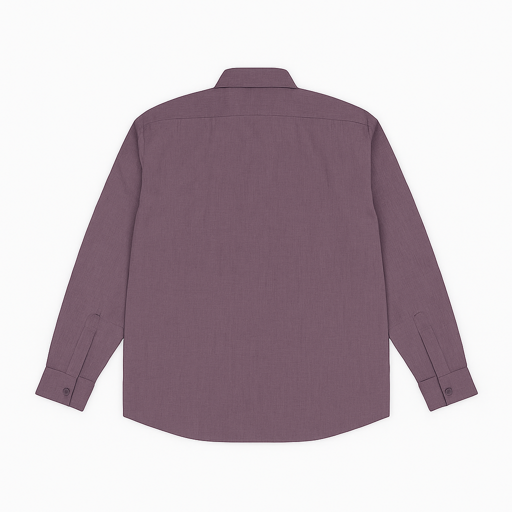 Plus-size Pakistani man wearing deep plum solid full-sleeve formal shirt