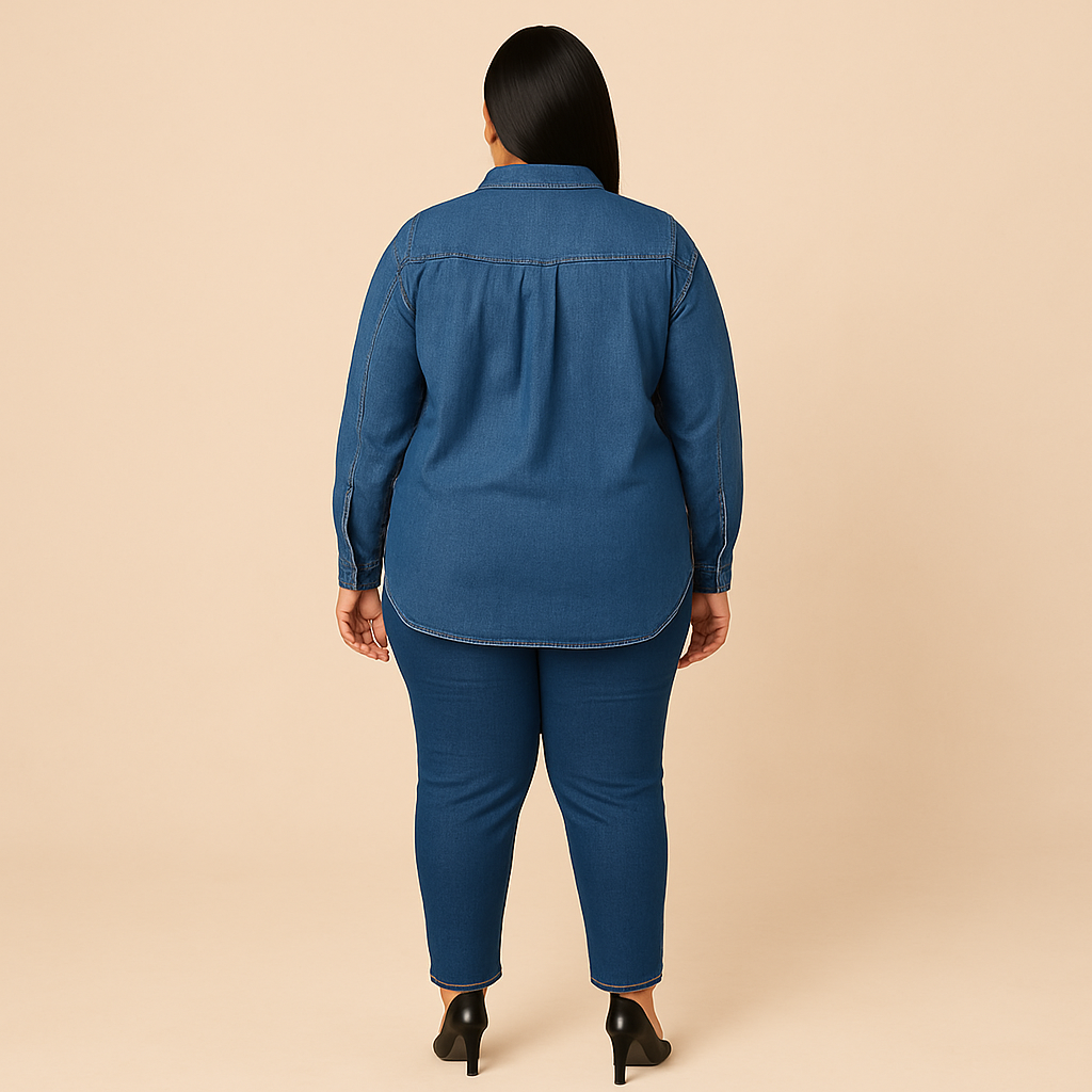 Denim Classic Plus-Size Button-Down Shirt PSW-8608