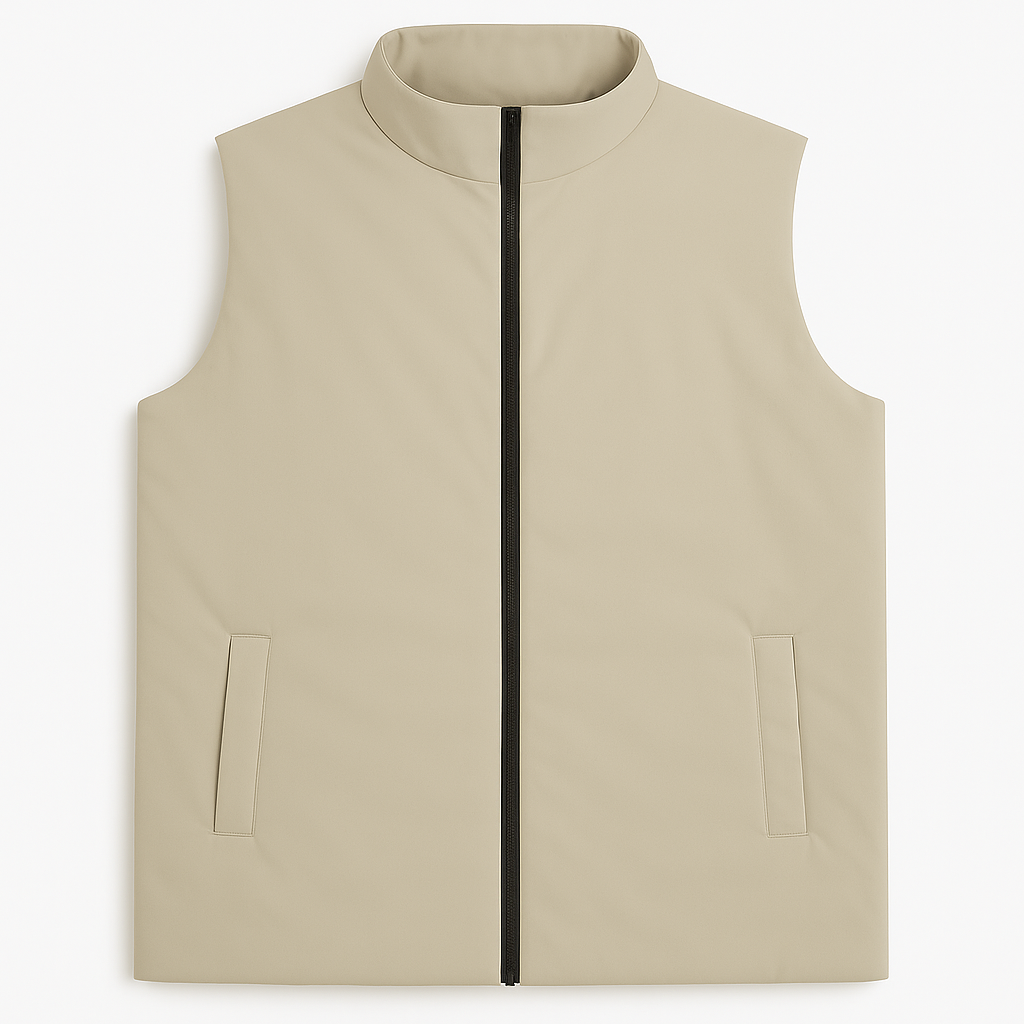 Desert Sand Plus-Size Sleeveless Puffer Jacket PSM-10003