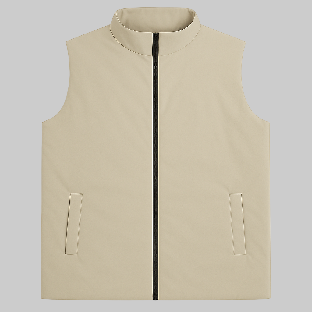 Desert Sand Plus-Size Sleeveless Puffer Jacket PSM-10003