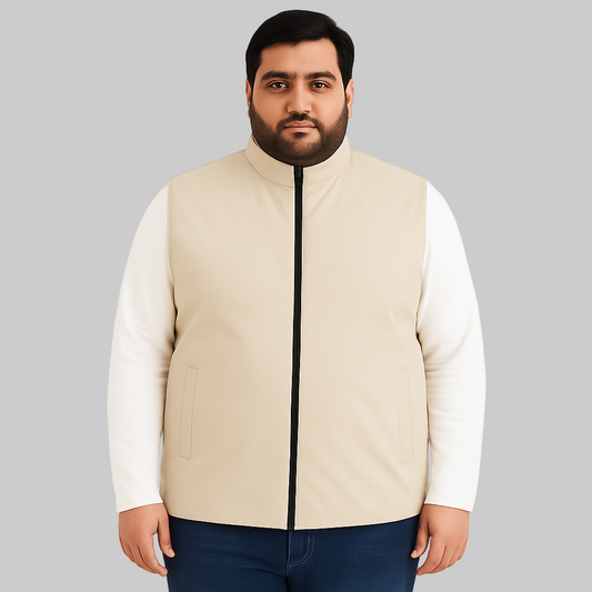 Desert Sand Plus-Size Sleeveless Puffer Jacket PSM-10003