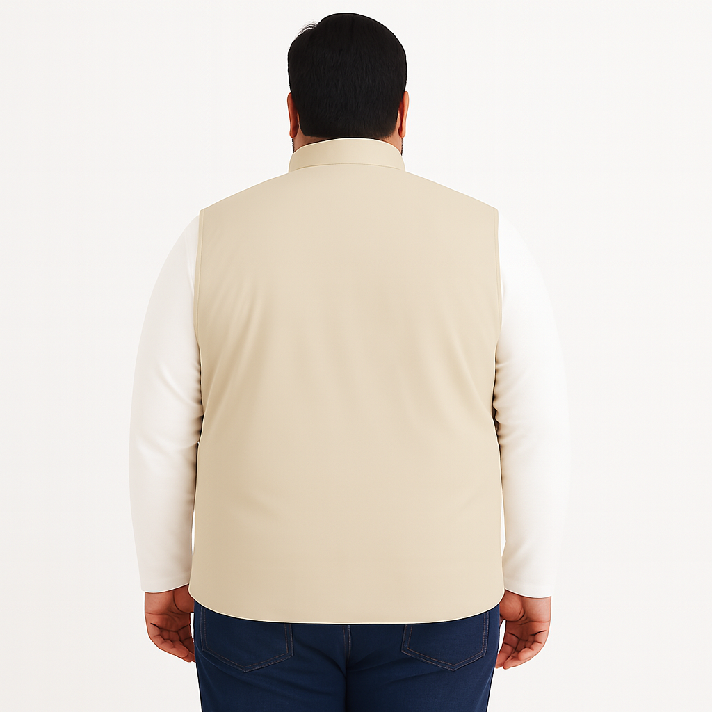 Desert Sand Plus-Size Sleeveless Puffer Jacket PSM-10003