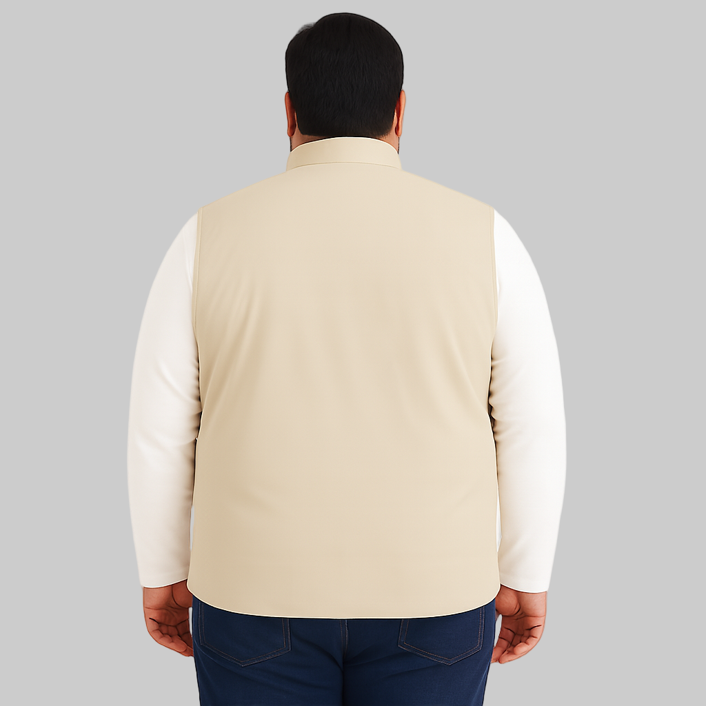 Desert Sand Plus-Size Sleeveless Puffer Jacket PSM-10003