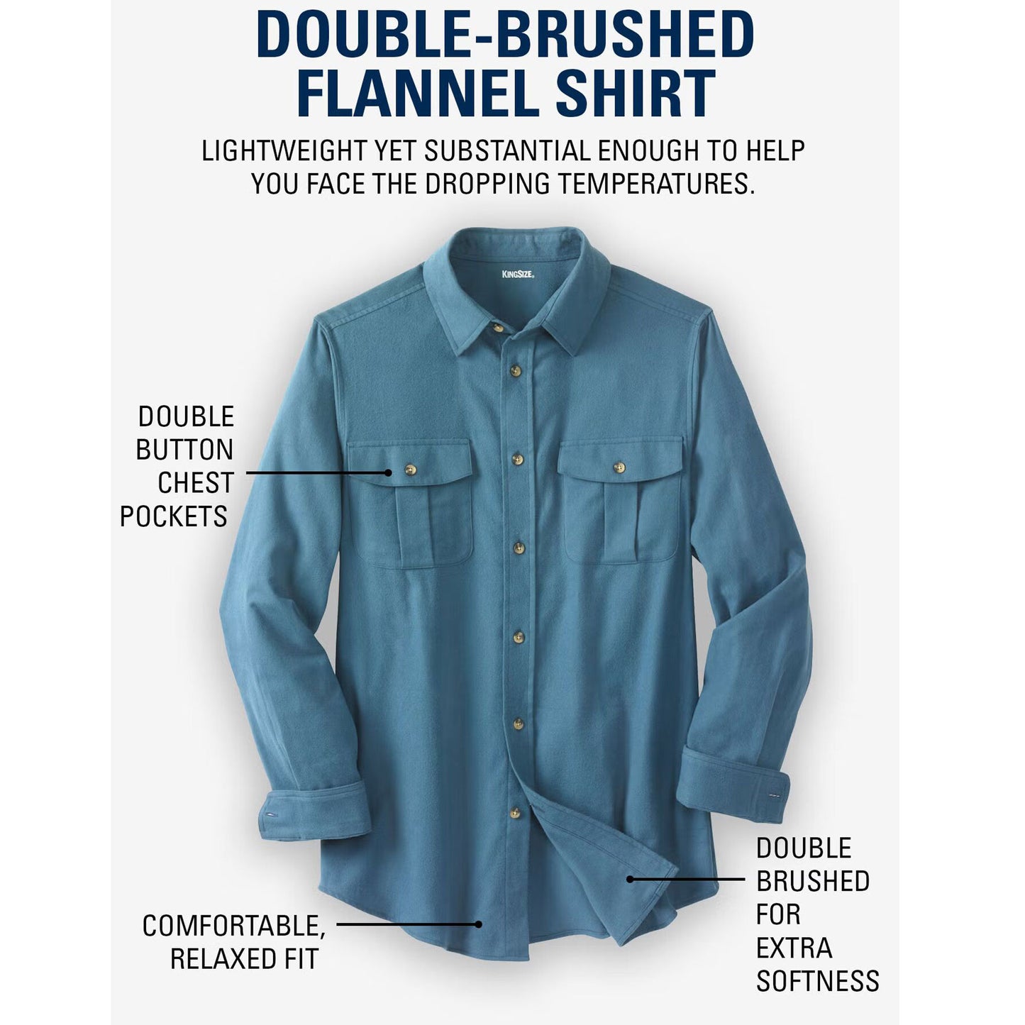 Black Solid Double-Brushed Flannel Shirt PSM-7559