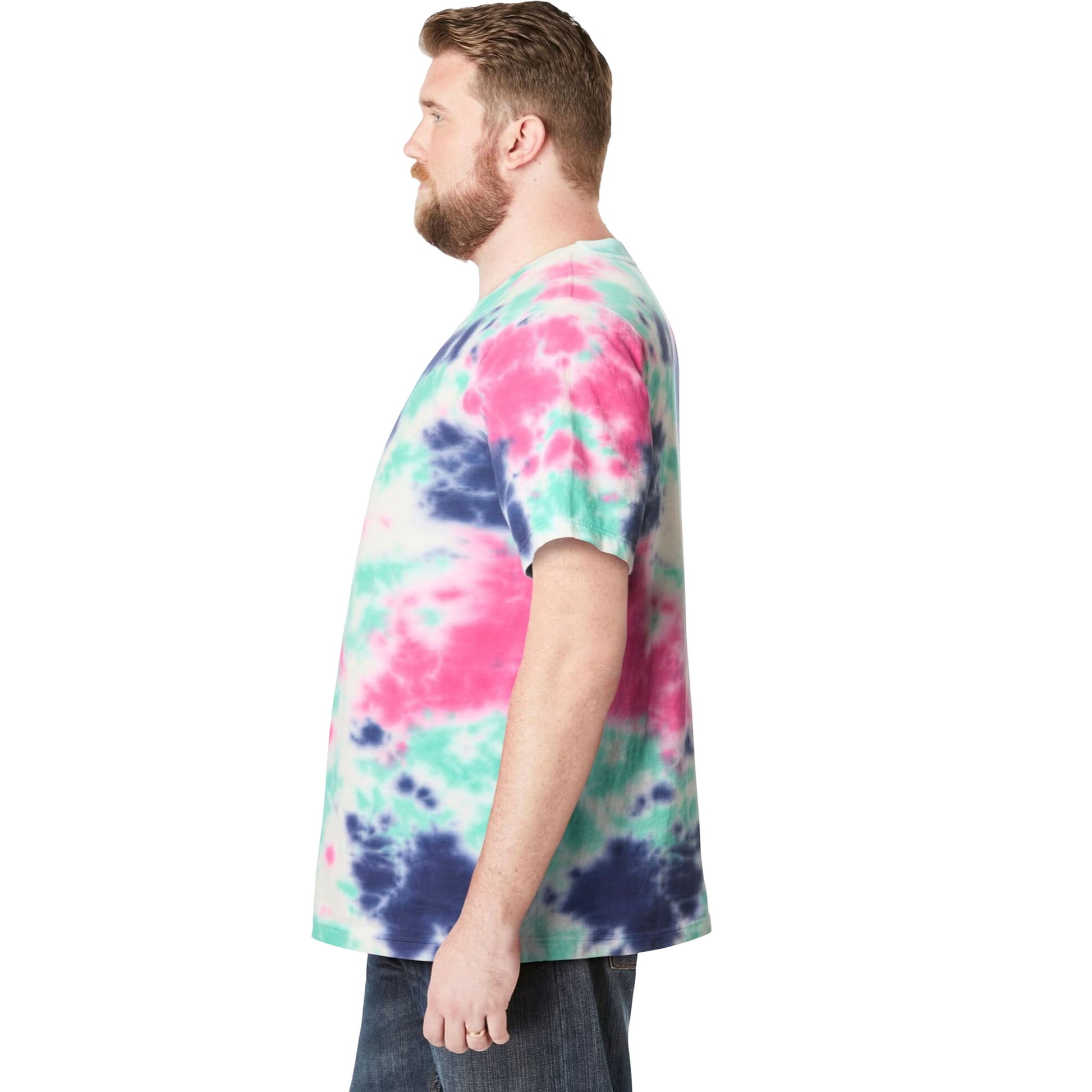 Electric Pink Marble Crewneck T-Shirt – Relaxed Fit for Plus Size