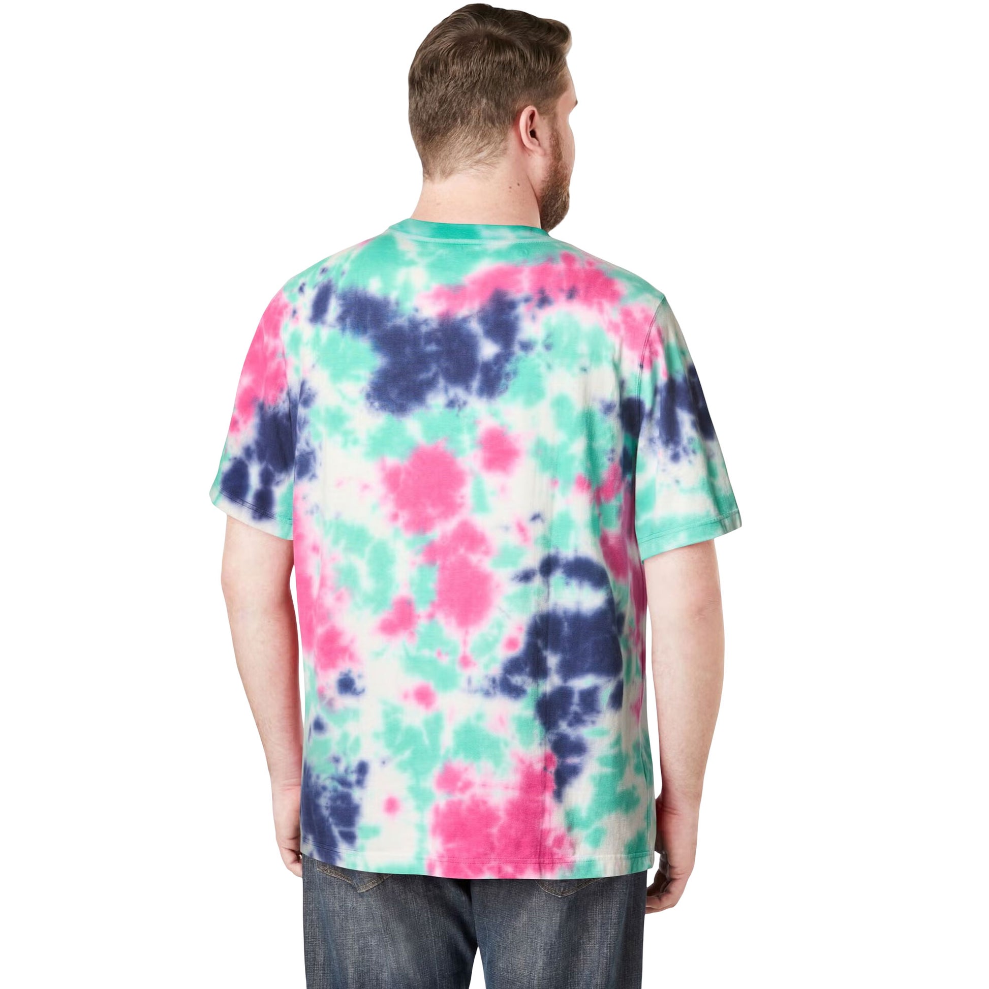 Electric Pink Marble Crewneck T-Shirt – Relaxed Fit for Plus Size