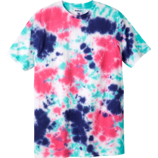 Electric Pink Marble Crewneck T-Shirt – Relaxed Fit for Plus Size