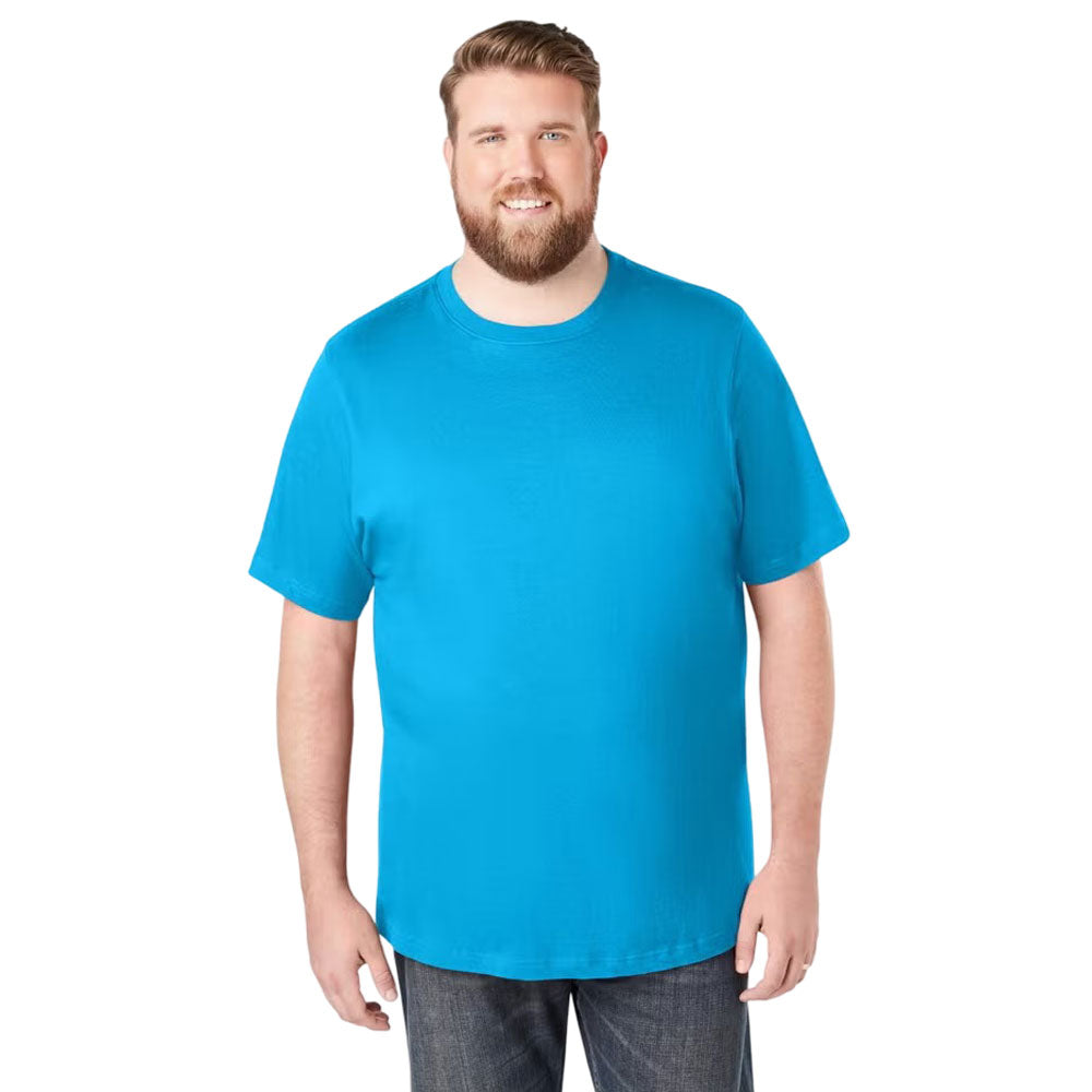 Plus-size Shrink-Less™ crewneck t-shirt with a relaxed fit, taped neck seams, and durable cotton fabric that won’t shrink in the dryer.