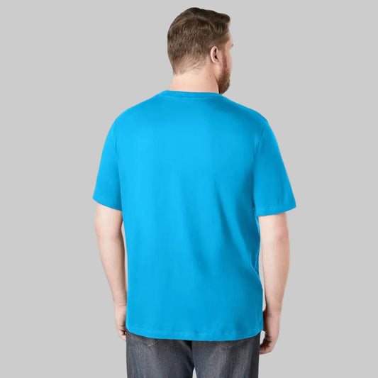 Plus-size Shrink-Less™ crewneck t-shirt with a relaxed fit, taped neck seams, and durable cotton fabric that won’t shrink in the dryer.