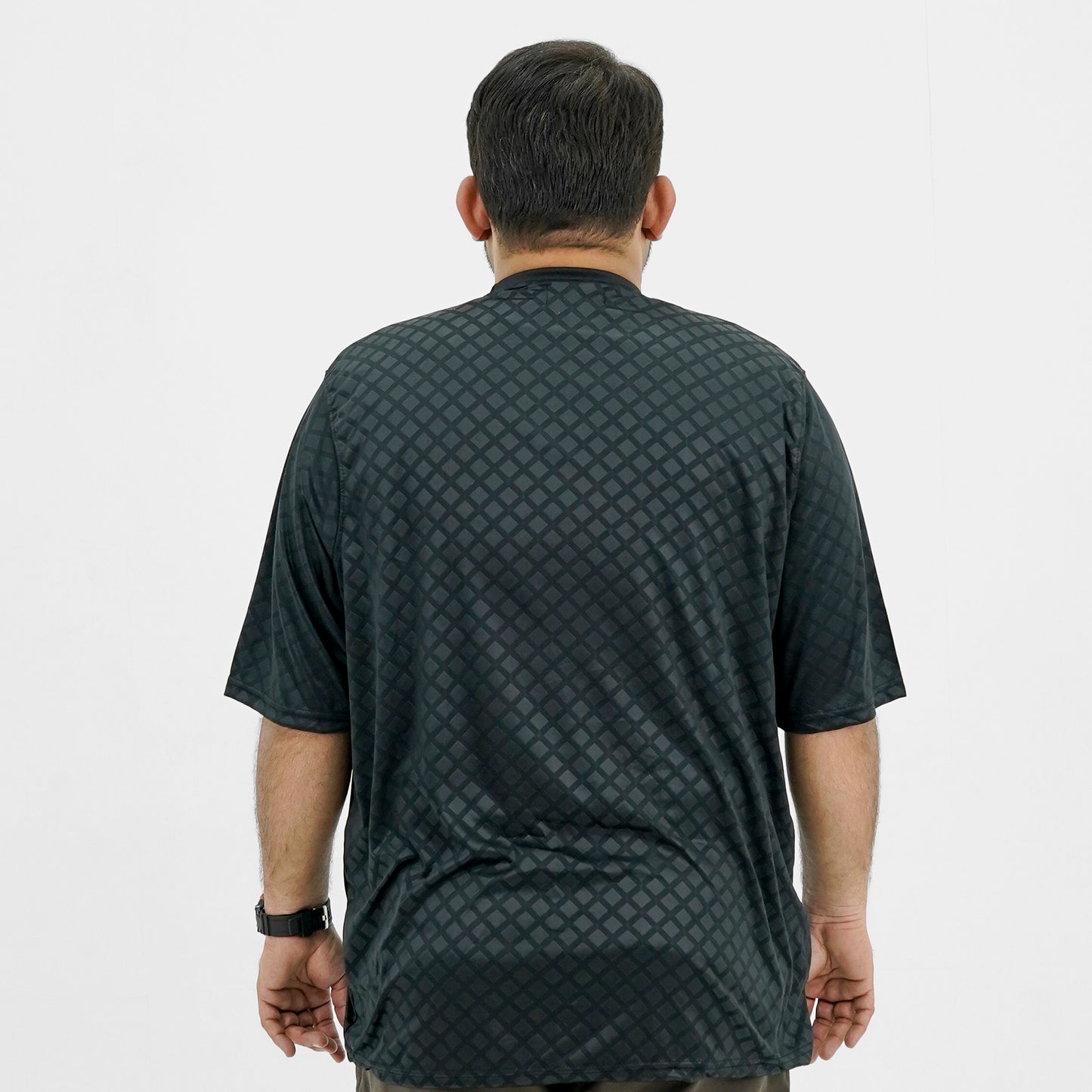Embossed Black Plus Size Crewneck T-Shirt PSM-9086