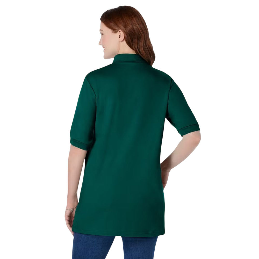 Emerald Green Short Sleeve Polo T-Shirt with Button Placket – Relaxed Cotton Fit