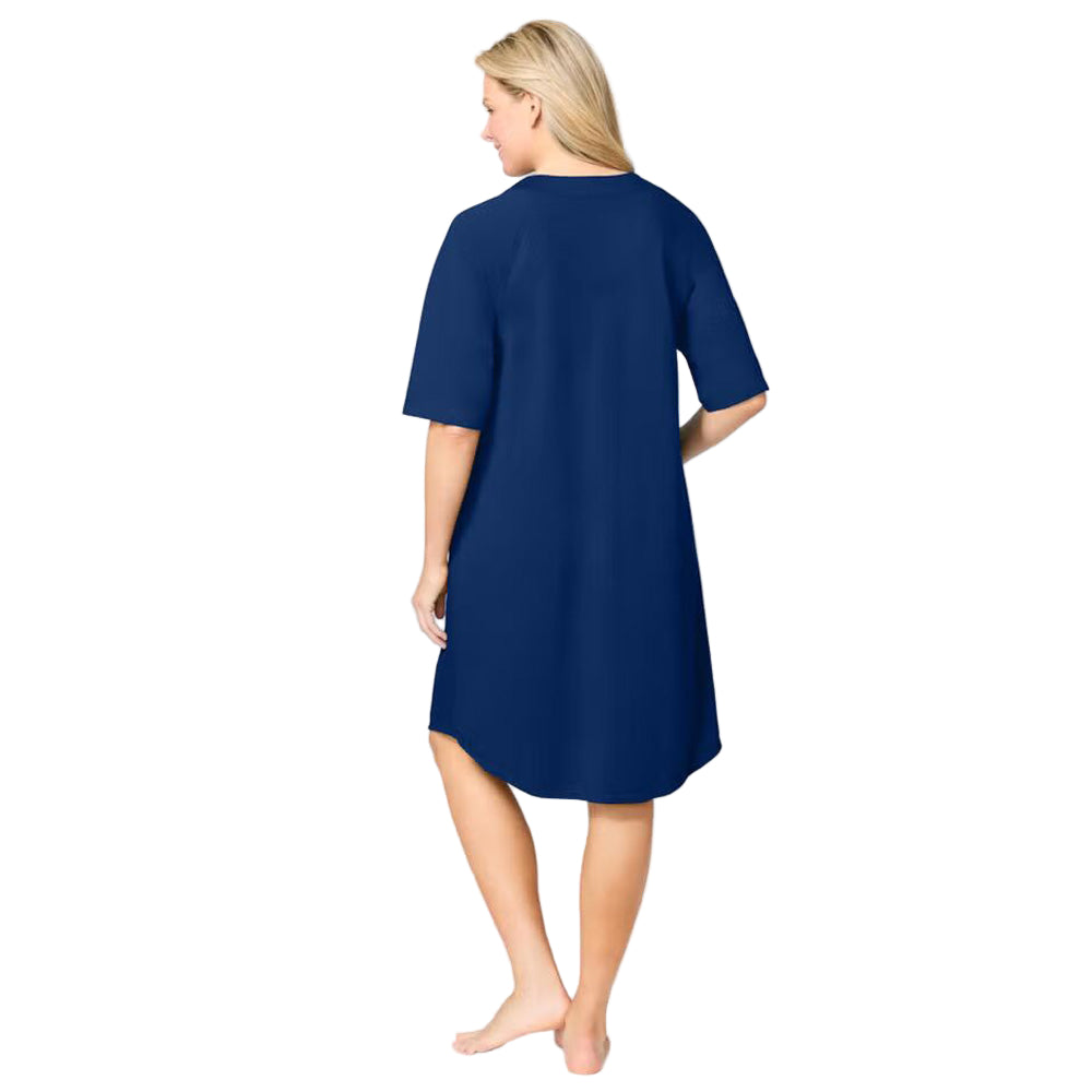 Flat-lay of Evening Blue French Terry Robe on neutral background