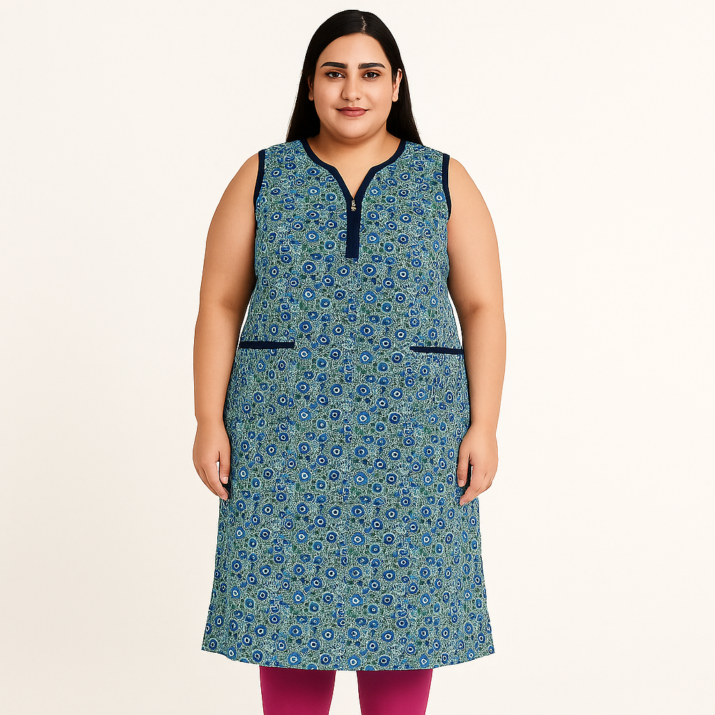 Floral Printed Sleeveless Zip Up Lounger PSW-6768