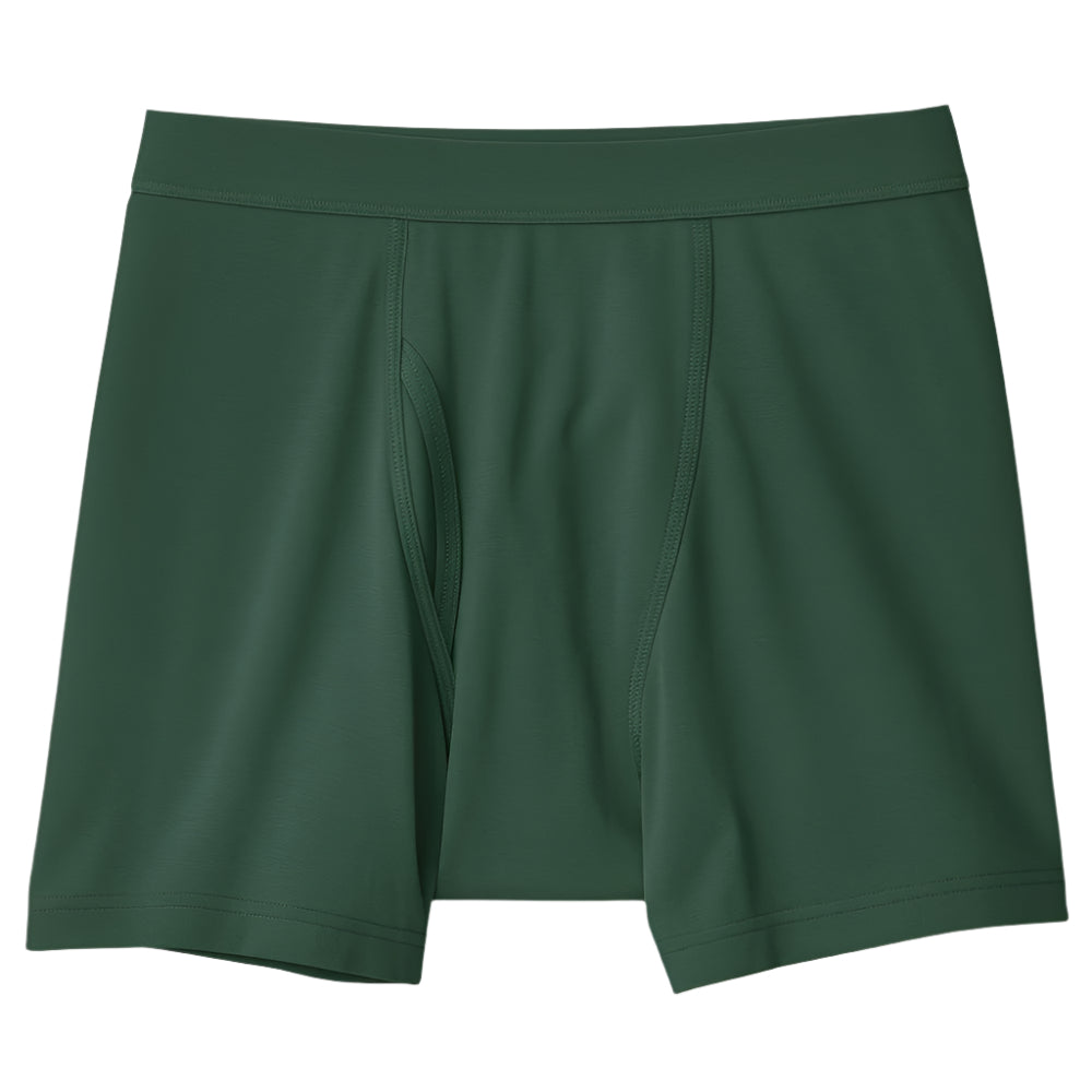 Forest Green Cotton Boxer Briefs – Relaxed Fit, 100% Cotton, Tagless Comfort
