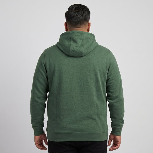 Forest Green Fleece Big Size Pullover Logo Hoodie PSM-7748