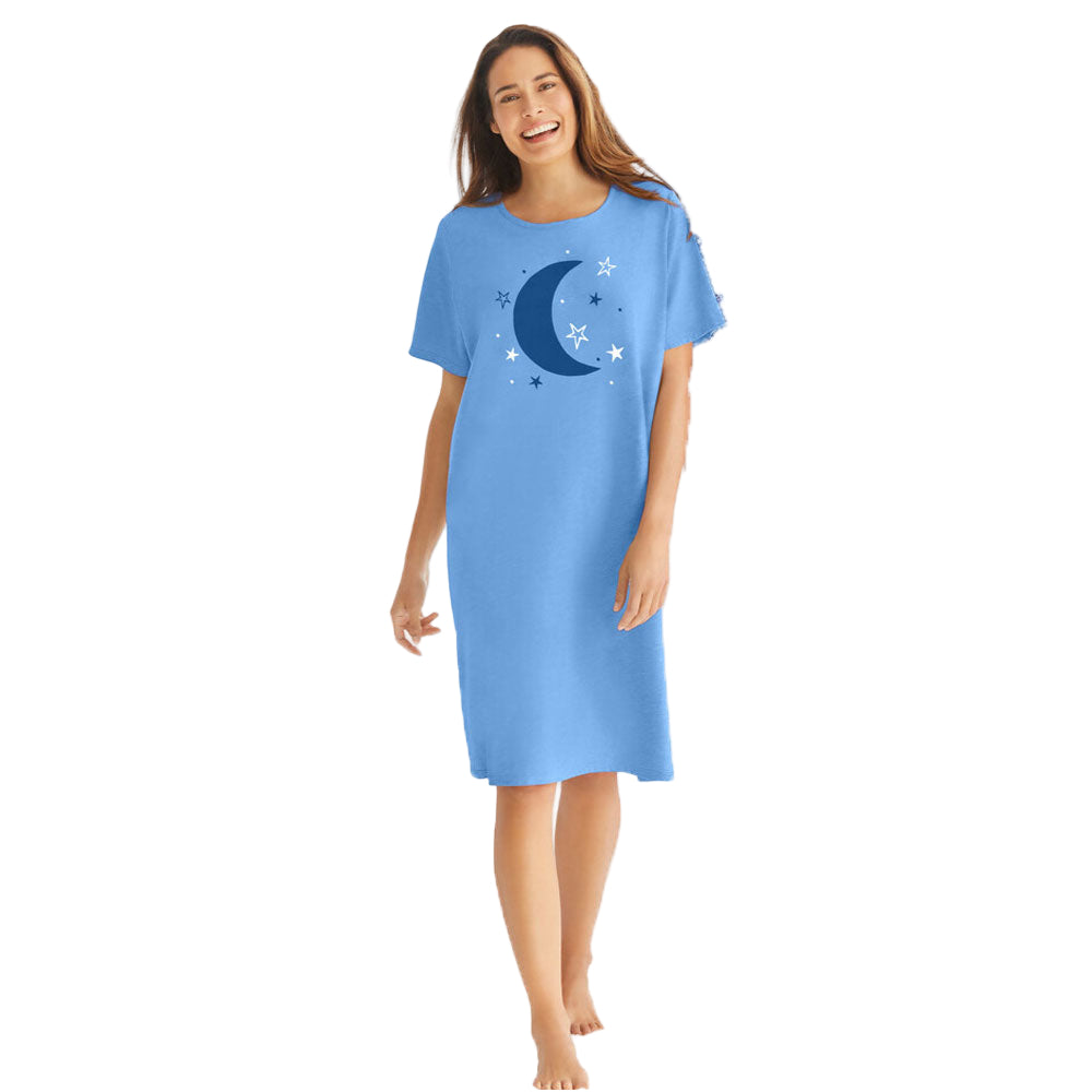 Relax in comfort with the French Blue Moon Sleepshirt. Soft cotton, cute prints, relaxed fit & 40" length make it perfect for sleeping or lounging.