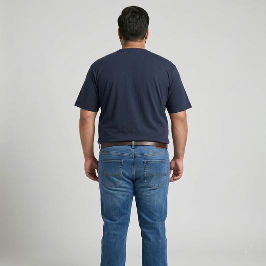 Navy Big & Tall Cotton Pocket Plus Size T-Shirt PSM-9249