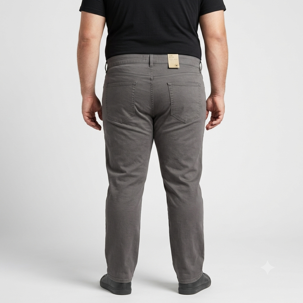Grey Plus Size Slim Fit Cotton Pant PSM-8820
