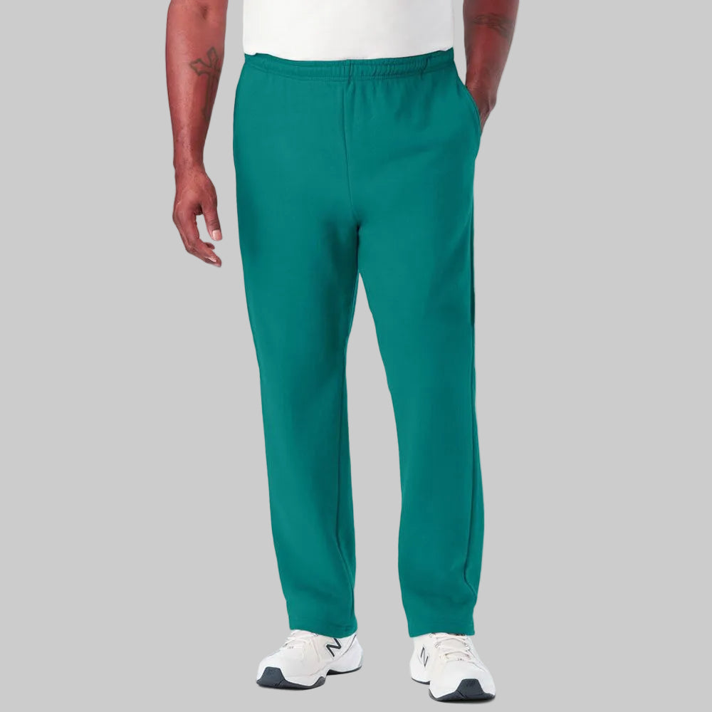 Big and tall fleece open-bottom sweatpants with drawstring waist and pockets