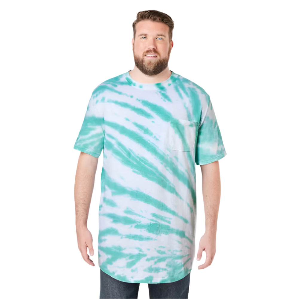 Green Marble Big & Tall Shrink-Less™ crewneck t-shirt with chest pocket and extended length.