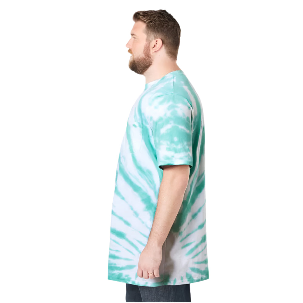 Green Marble Big & Tall Shrink-Less™ crewneck t-shirt with chest pocket and extended length.
