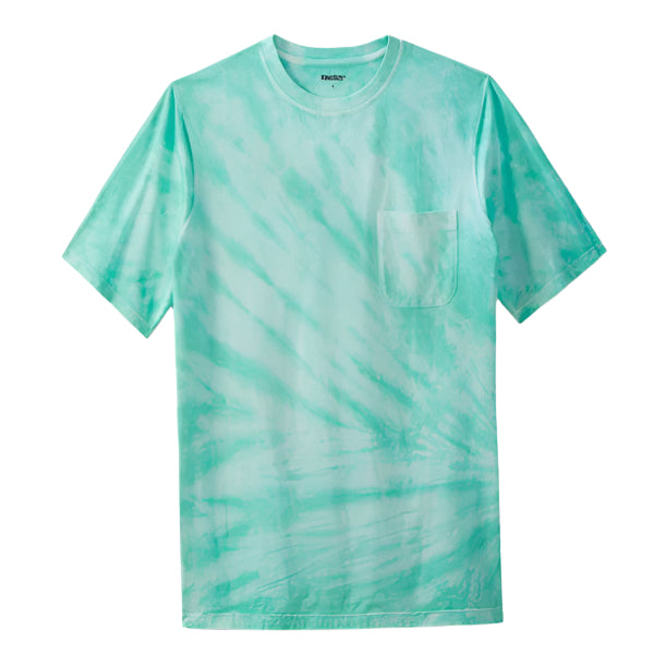 Green Marble Big & Tall Shrink-Less™ crewneck t-shirt with chest pocket and extended length.