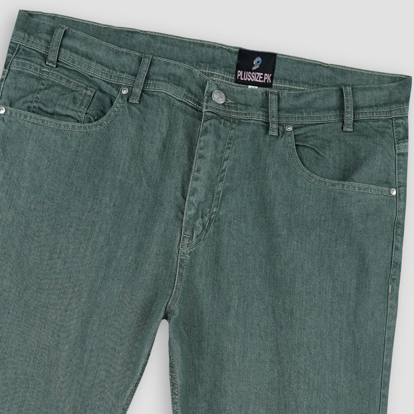 Green Plus Size Classic Straight-Leg Jeans with a zip fly, button closure, and five-pocket design. Stretch fabric ensures a comfortable and flattering fit.