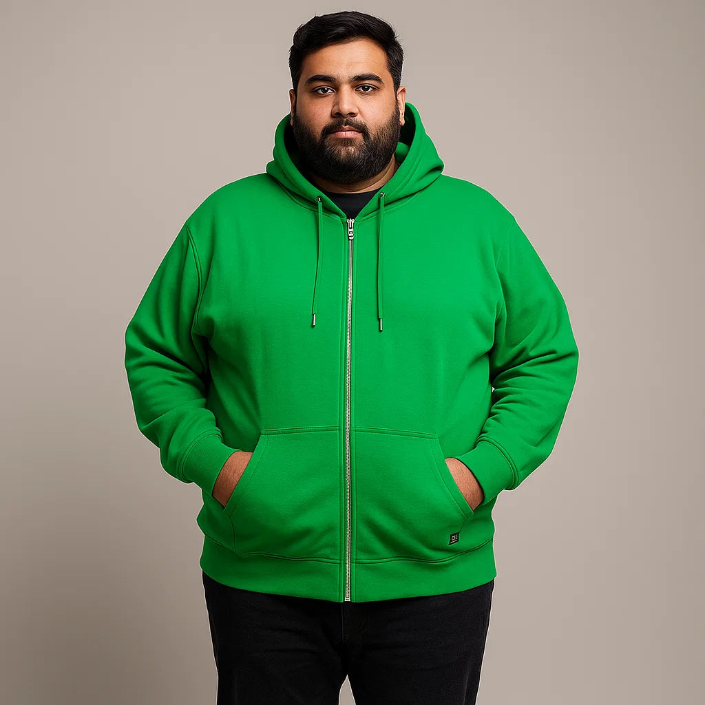 Green Big Size Zipper Hoodie PSM-4002