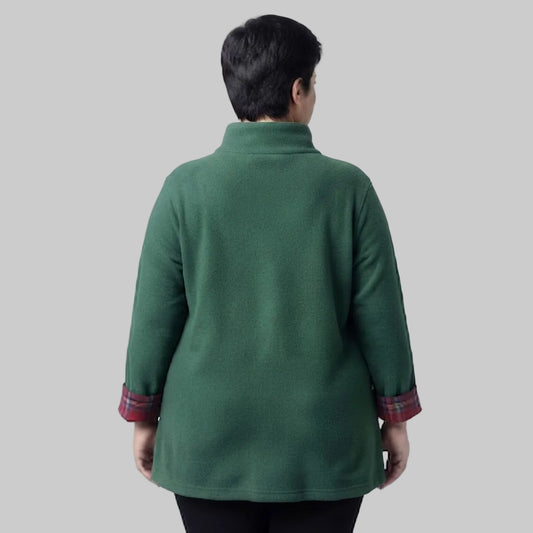 Green printed fleece sweatshirt for casual everyday wear