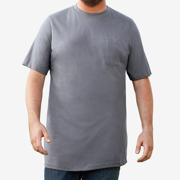 Grey Big & Tall Crewneck T-Shirt with Chest Pocket – Shrink-Less™ Cotton, Relaxed Fit