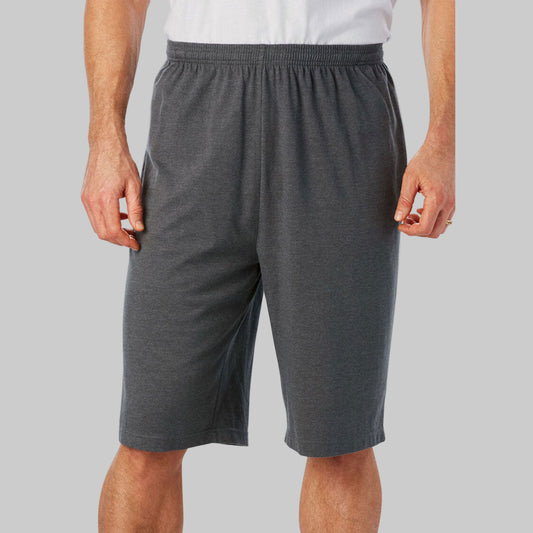 Charcoal Jersey Big Size Long Length Shorts with soft fabric, an elastic waistband, drawstring, and deep side pockets for ultimate comfort and convenience.