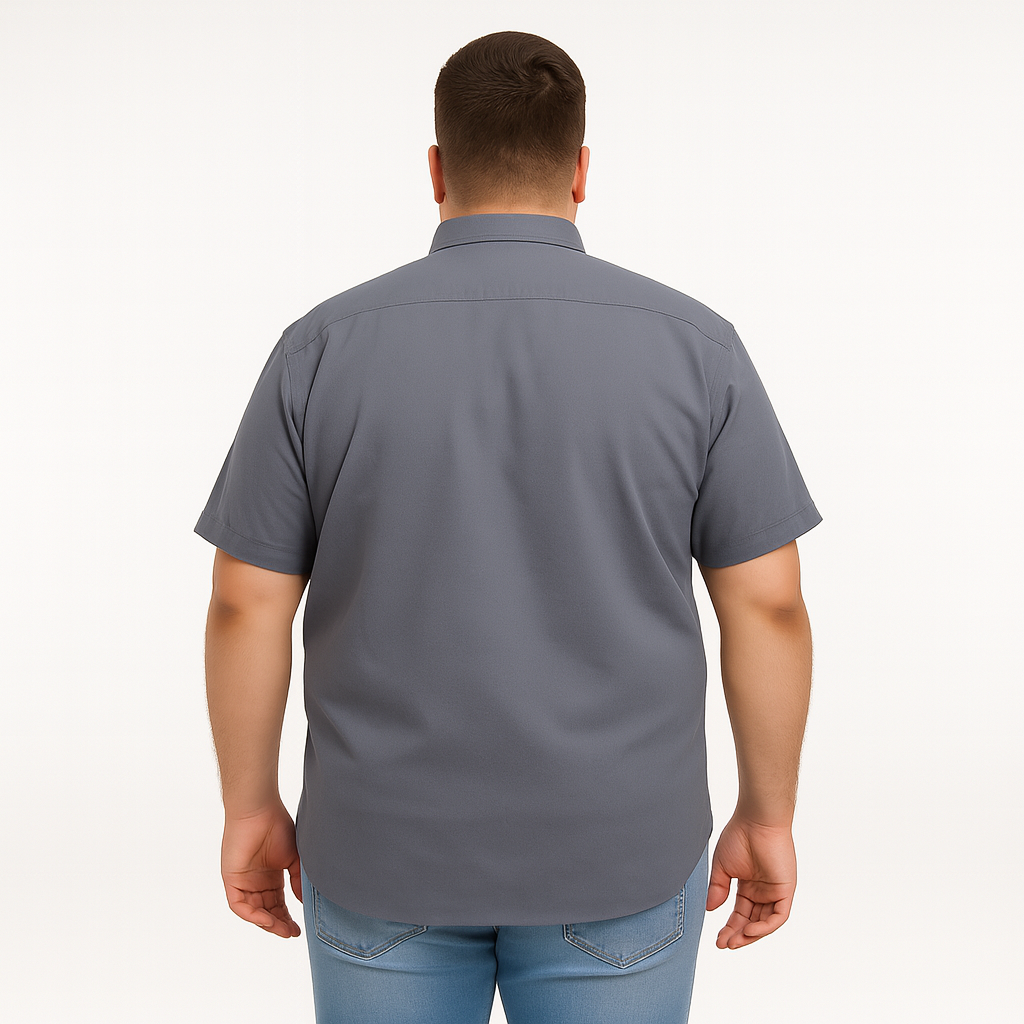 Grey Pinpoint B Grade Short Sleeve Shirt PSM-10148B