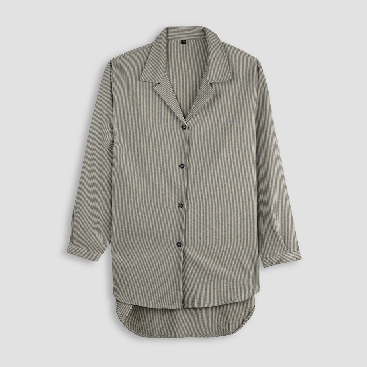 Grey Striped Women's Long-Sleeve Shirt PSW-9194