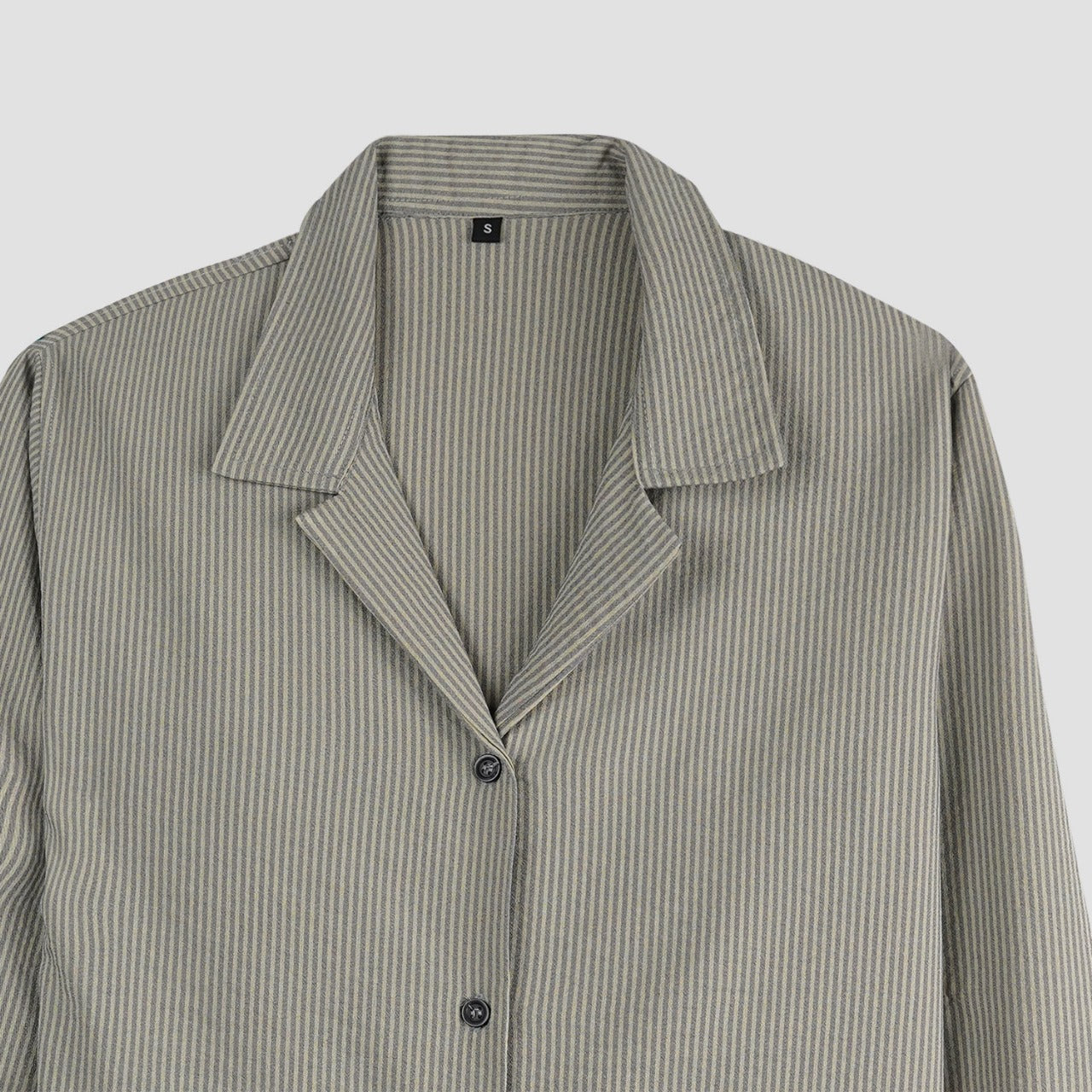 Grey Striped Women's Long-Sleeve Shirt PSW-9194