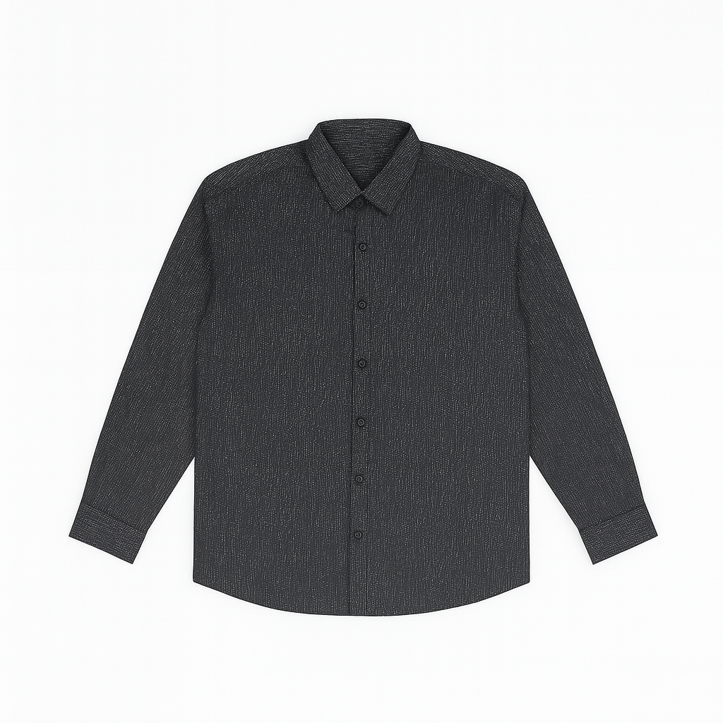 Grey Textured Plus Size Smart Casual Shirt PSM-9872
