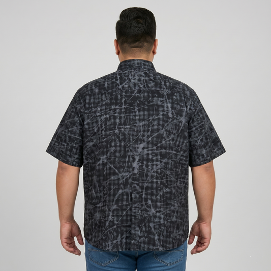 Grey & Black Gingham Half Sleeve Casual Shirt PSM-11186