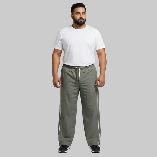 Grey Twill Cotton Ripstop Drawstring Trousers PSM-10976