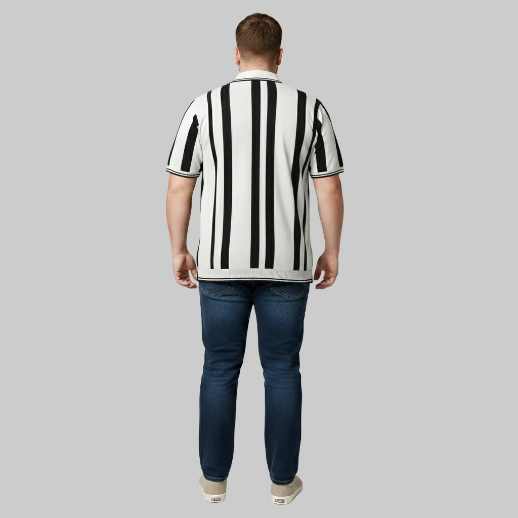 Grey Vertical Stripe Polo T-Shirt PSM-10640