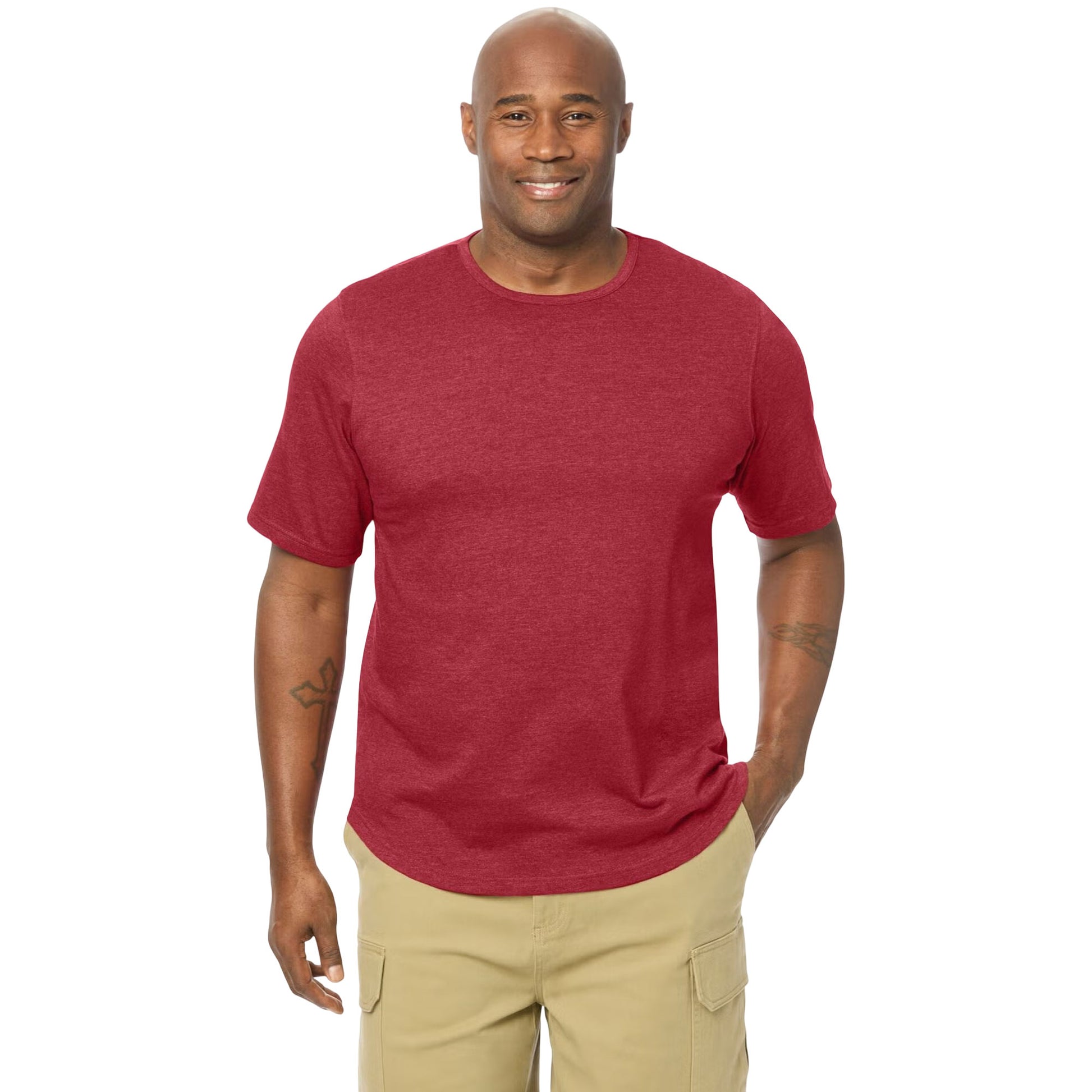 Heather Burgundy Big & Tall Crewneck T-Shirt for Plus-Size Men