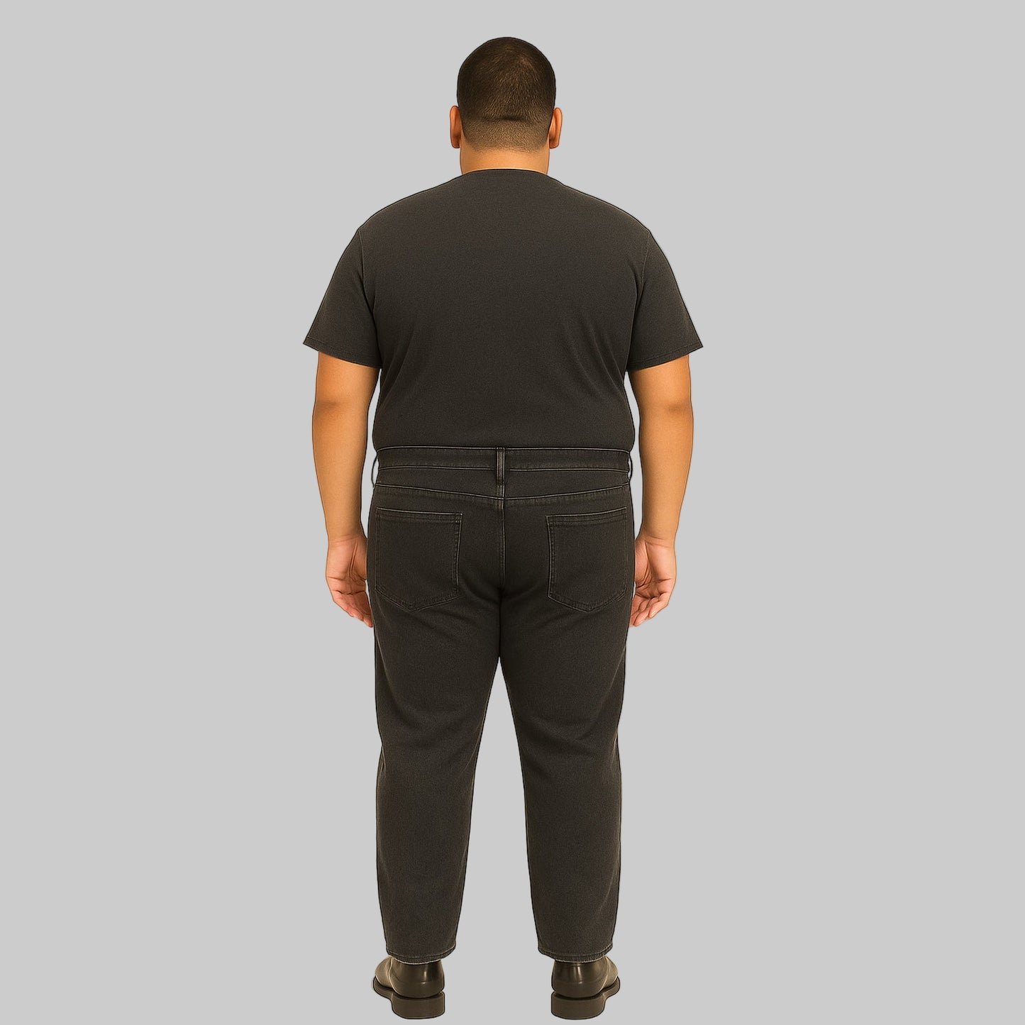 Flat lay of Heather Charcoal Stretch Jeans in dark wash stretch denim