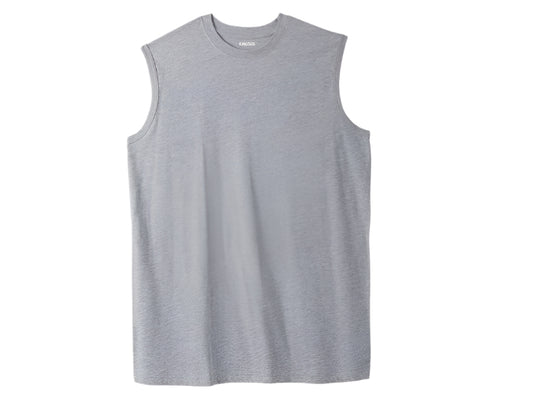 Heather Grey Big & Tall Muscle T-Shirt – Sleeveless Cotton Blend