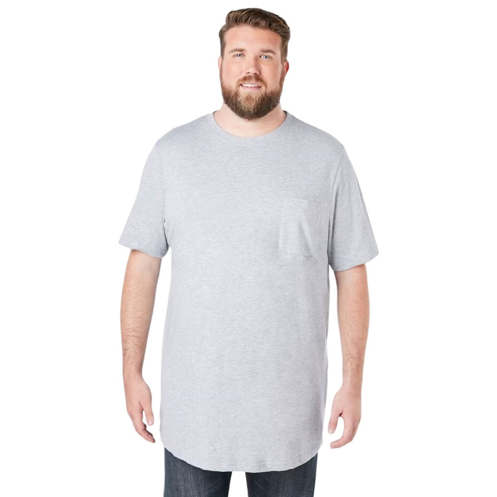 Plus-size Shrink-Less™ crewneck t-shirt with a relaxed fit, taped neck seams, and durable cotton fabric that won’t shrink in the dryer.