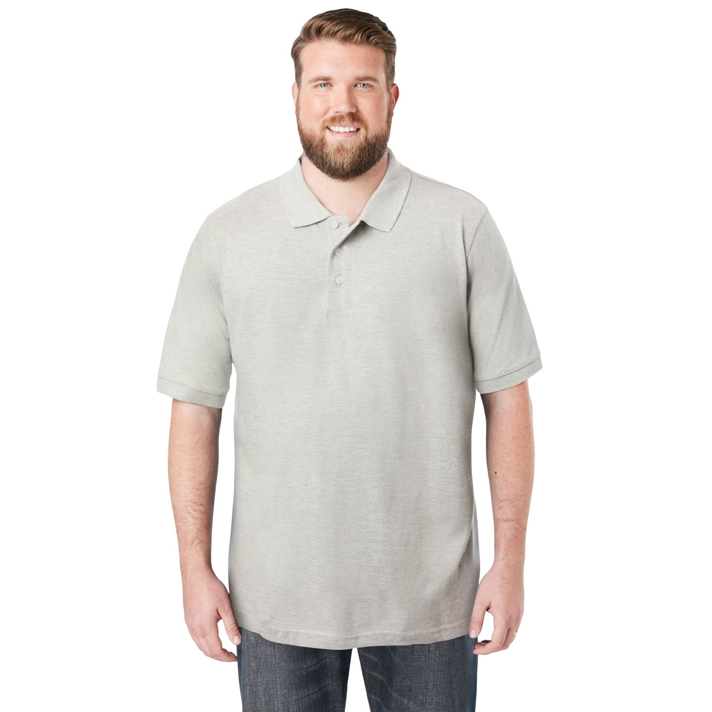 Heather Grey Classic Piqué Polo Shirt – Soft Textured Polo for Men