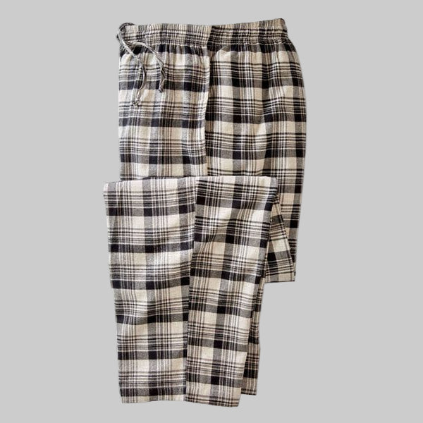 Heather Grey Flannel Plaid Pajama Pants – Brushed Cotton Big & Tall Sizes