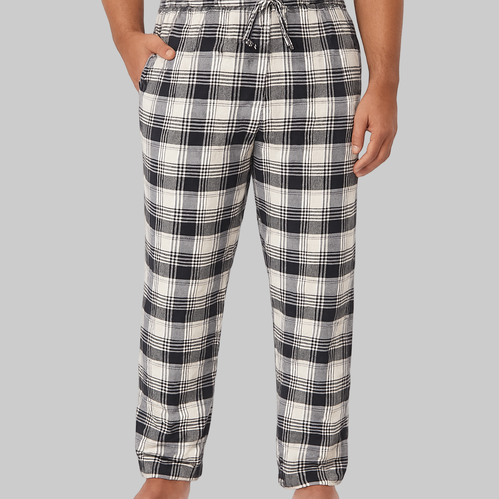 Heather Grey Flannel Plaid Pajama Pants – Brushed Cotton Big & Tall Sizes